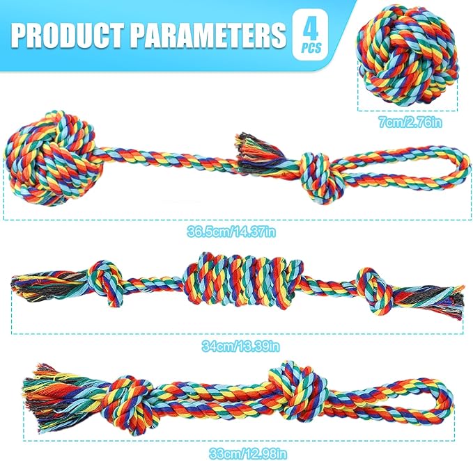 Celery Tough Dog Toys for Aggressive chewers - 4 Pack Durable Cotton Rope chew Toys for Large Dogs and Medium, Interactive tug of War, Teeth Cleaning, Puppy Training and Fetch Play