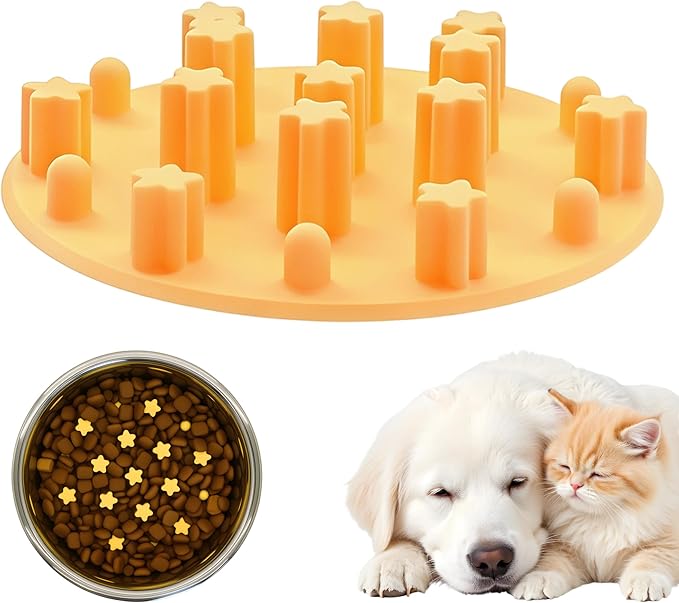 Slow Feeder Insert for Cat Dog Bowls, Anti-Choking Silicone with Strong Suction Cups, Fits Most Cat Bowls, Ideal for Puppy Small Medium Breeds