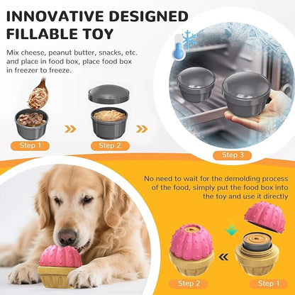 Interactive Dog Toys to Keep Them Busy, Frozen Treat Dog Enrichment Ball Toy for Aggressive Chewers, Puzzle Feeder Toy, Easy-to-Clean, Low-Mess Design for Medium & Large Dogs