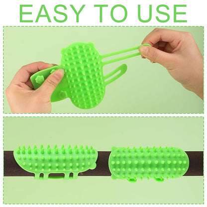 2pcs Self Cleaning Cat Brush, 2-in-1 Tickling Comb Cat Massage Brush Pet Artifact Adjustable Silicone Kitty Grooming Shedding Brush Cat Corner Scartcher Groomer for Short/Long Hair Cats Dogs (Green)