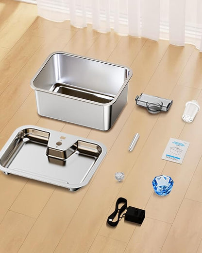Stainless Steel Water Fountain for Large Dogs 3-Gallon Extra-Large Capacity Pet Water Dispenser Multi-Pet Compatible Drinking Bowl Easy to Clean Quiet Pump Design