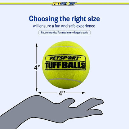 PetSport Mega Tuff Ball - Mega Tennis Balls for Large Dogs, Great for Boredom & Aggressive Chewers, Dog Toy, Mega Tennis Balls for Large Dogs, Certified Non-Toxic, Won't Wear Down Teeth - 6"