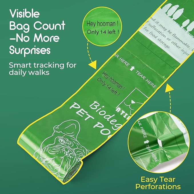 ATIFBOP Biodegradable Dog Poop Bags 360 Counts, Leak Proof and Extra Thick Doggy Poop Bags (Unscented)