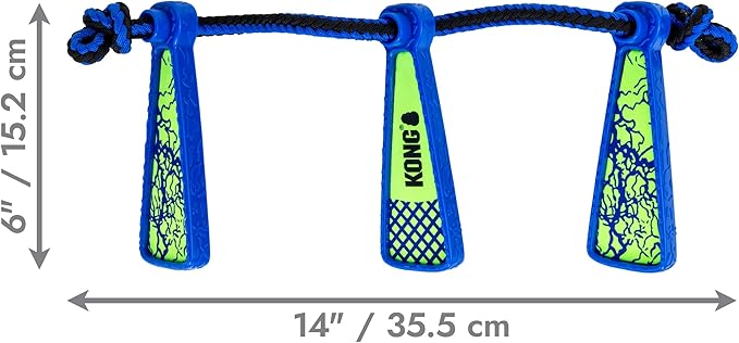 KONG Whirlz Dog Fetch Toy – Durable Squeak-Free Rope & Throw Combo, Unpredictable Bounce, Floats in Water, All-Season Outdoor Play (Rope/Throw Bundle)