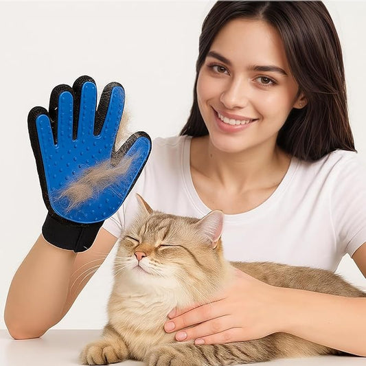CealumVita Deshedding Glove and Cat Steam Brush,cat grooming set，pet hair removal tool ，with Massage for Dogs and Cats Grooming (Beige spray cmb+gloves-1pair)