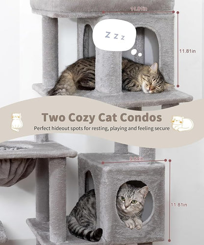 68 Inches Heavy Duty Cat Tree for Indoor Cat, Big Cat Tower with Sisal Scratching Posts and Top Perch, Large Platform for Adult Cats, PMT02GY, Grey