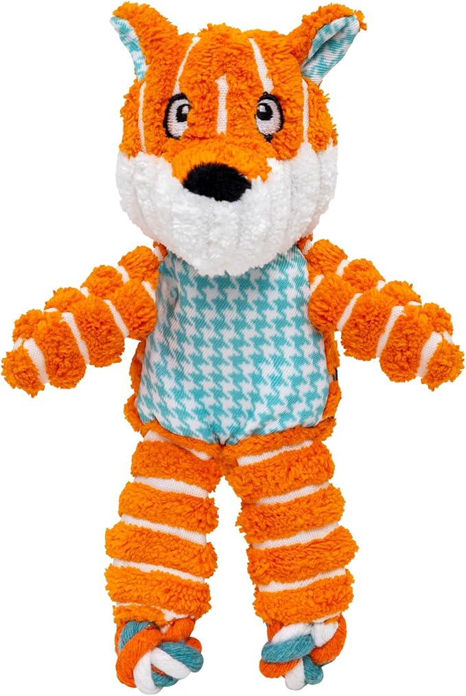 KONG Floppy Knots - Durable No‑Stuffing Squeaky Rope & Plush Dog Toy - for Teething, Playing (Fox, X-Small)
