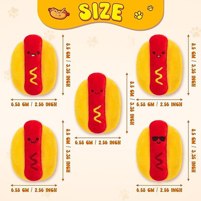 L1rabe Hot Dog Catnip Stuffed Toys - 5 National Pet Day Funny Hot Dog Cat Toys Indoor Yellow Interactive Pet Supplies, Kitten Chew Bite Tools Cat Lovers, Organic Eco-Friendly Birthday Gift