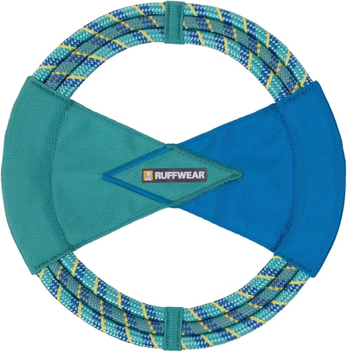 Ruffwear, Pacific Ring Dog Toy, Interactive Fetch and Tug Toy for Playing and Training, Aurora Teal