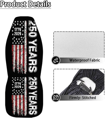 Car Accessories Car Seat Covers for Women Men Front Seat Bucket Cover Protection 250th Anniversary US Flag 1776 2026 Car Accessories Universal Fit for Most Vehicle