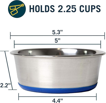 OurPet's DuraPet Premium Dishwasher Safe Stainless Steel Dog Bowl for Food or Water [Multiple Sizes for Small to Large Dogs] in Traditional or Wide Base Design - 2.25 Cup