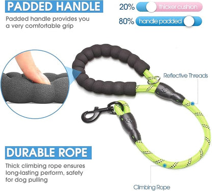 BAAPET 2/4/5/6 FT Dog Leash with Comfortable Padded Handle and Highly Reflective Threads for Small Medium and Large Dogs (2FT-1/2'', Green)