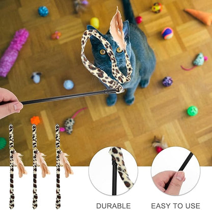 balacoo Interactive Cat Teaser Wand Toy with for Indoor Cats Portable Cat Wand Toy for Kitten Exercise and Playtime