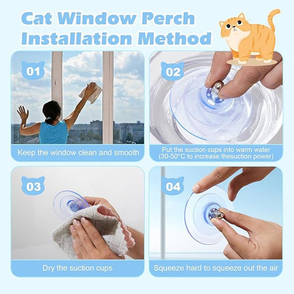 Glow in The Dark Cat Window Perch, Large Foldable Hammock Bed with 4 Strong Suction Cups and Warm Soft Zipper Removable Cushion for Indoor Cats (Moon)