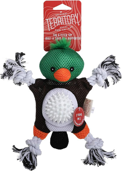 Territory 2 in 1 No Stuffing Removable Fetch Ball Tug Dog Toy for Small Medium Large Dogs, Duck
