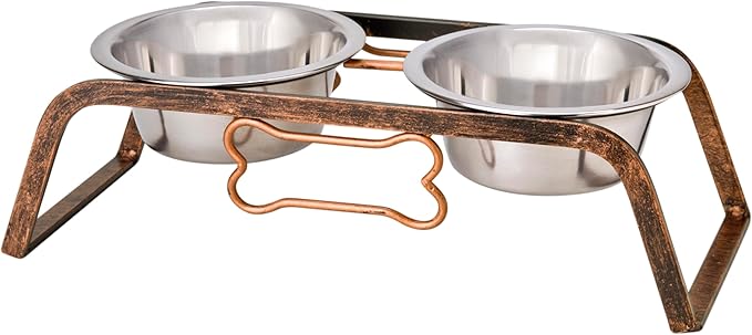 Loving Pets Elevated Dog Bowls – Raised Stainless Steel Dog Bowls with Steel Stand – Non-Skid, No Spill Feeder for Small, Medium & Large Dogs – Easy to Clean, Durable Raised Dog Feeding Station