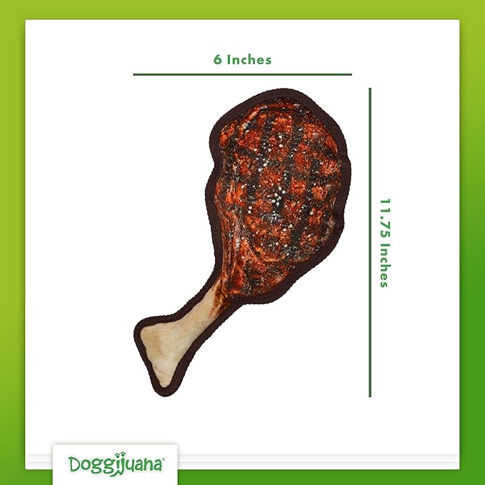 Doggijuana | Tuffer Chewer - Interactive Dog Toy with Juananip Refill | Refillable Durable Dog Toy for Engaging Play and Natural Calming (Tomahawk Steak Toy)