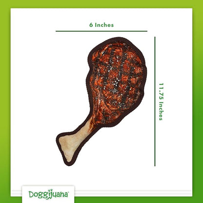 Doggijuana | Tuffer Chewer - Interactive Dog Toy with Juananip Refill | Refillable Durable Dog Toy for Engaging Play and Natural Calming (Tomahawk Steak Toy)