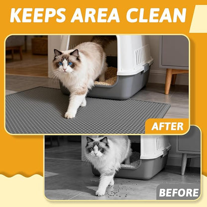 Pieviev Cat Litter Mat Double Layer Waterproof Urine Proof Trapping Mat 1 Pack (Gray, 36x30 Inch (Pack of 1))