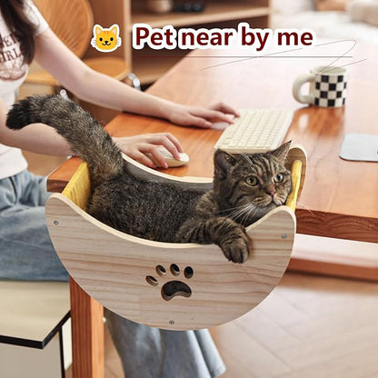 Cat Window Perch Hammock Bed with Strong Suction Cups, Space-Saving Window Cat Bed for Indoor Cats, Multi-Use Moon Shelf for Desk or Window