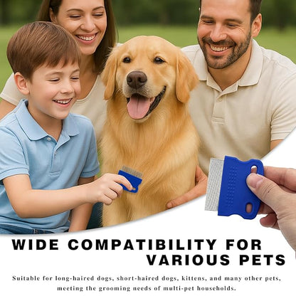 Stainless Steel Flea & Lice Combs for Dogs and Cats, Rounded-Tooth Pet Grooming Tools for All Coat Types, 8 Pieces
