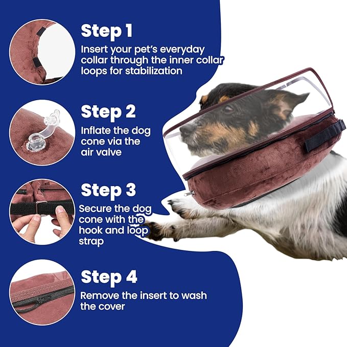 BARKLESS Dog Cone, Inflatable Dog Cone After Surgery for Small Breeds, Soft Surgery Collar with Enhanced Anti-Licking Guard Shield for Pets, Patented Protective Donut Collar