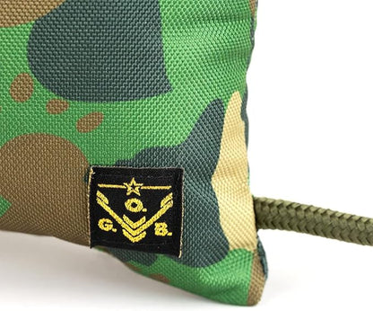 O.G.B. Operation Good Boy Bite Pillow Tug Toy for Dogs - Tri-Handle Design Used by Military and Sport Dog Trainers - Reinforced Polyester Cords and Thick Camouflage Covering for Fun Play and Training