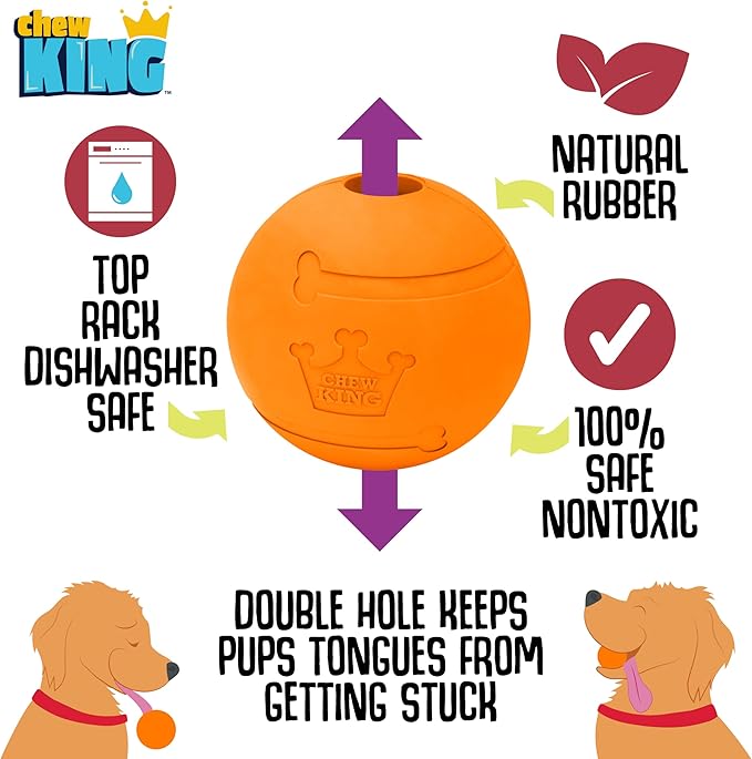 Chew King Flavored Rubber Ball Collection, 4 Inch Bacon Flavor Rubber Fetch Balls 2-Pk