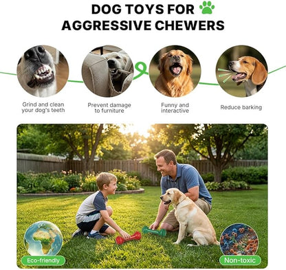 Bone Dog Chew Toy with Treat Dispenser - 2 Pack Tough Dog Toys for Teeth Cleaning, Dog Bone Toy for Small, Medium and Large Dogs