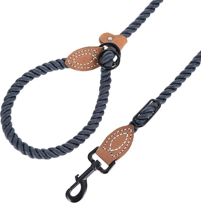 Mile High Life Hands Free Dog Leash, Crossbody Waist Leash with Genuine Leather Connection, Multifunctional Adjustable Slip Lead for Dog Walking Running (Blue Green, 8FT)