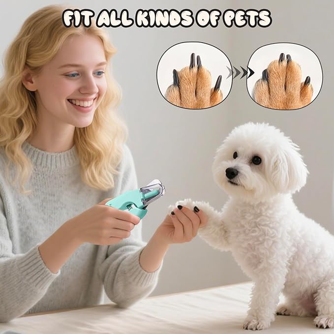 2-in-1 Dog Nail Trimmers & Dog Nail Grinder, Dog Nail Clippers with 2 LED Lights & Safety Guard, USB Rechargeable, Multiple Grinding Methods for Small, Medium, and Large Dogs & Cats (Green)