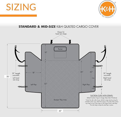 K&H Pet Products Quilted Cargo Cover Black Standard/Mid-Size Vehicle 54 Inches