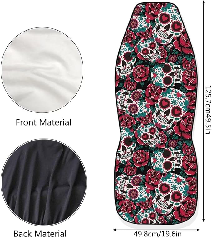 Dreaweet Halloween Car Seat Covers Front Seats Only Goth Car Accessories 2 Piece Red Rose Skull Front Car Seat Cover Washable Universal Fit Most Cars SUV Sedan Trucks