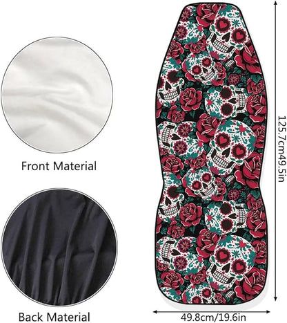 Dreaweet Halloween Car Seat Covers Front Seats Only Goth Car Accessories 2 Piece Red Rose Skull Front Car Seat Cover Washable Universal Fit Most Cars SUV Sedan Trucks
