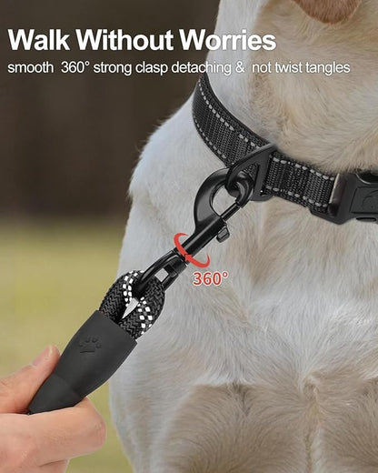 Joytale Dog Leash for Large Dogs, Heavy Duty Nylon Leashes with Comfortable Padded Handle and Highly Reflective Threads, Ideal for Walking and Training, Black, 5'×1/2''