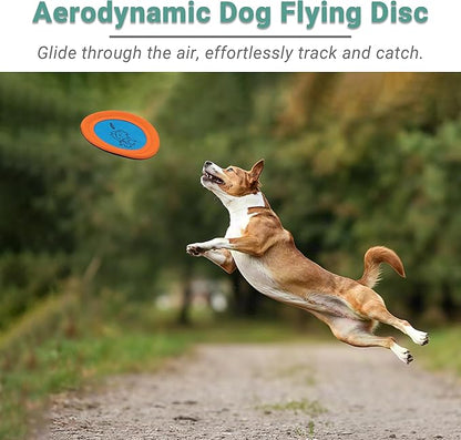 3 Packs Nylon Interactive Dog Flying Disc - Floating Dog Toys for Aggressive chewers - Water Toys for Dogs (Orange and Blue)
