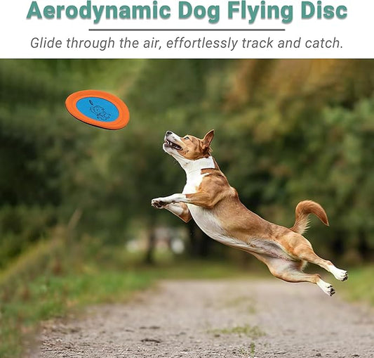 3 Packs Nylon Interactive Dog Flying Disc - Floating Dog Toys for Aggressive chewers - Water Toys for Dogs (Orange and Blue)