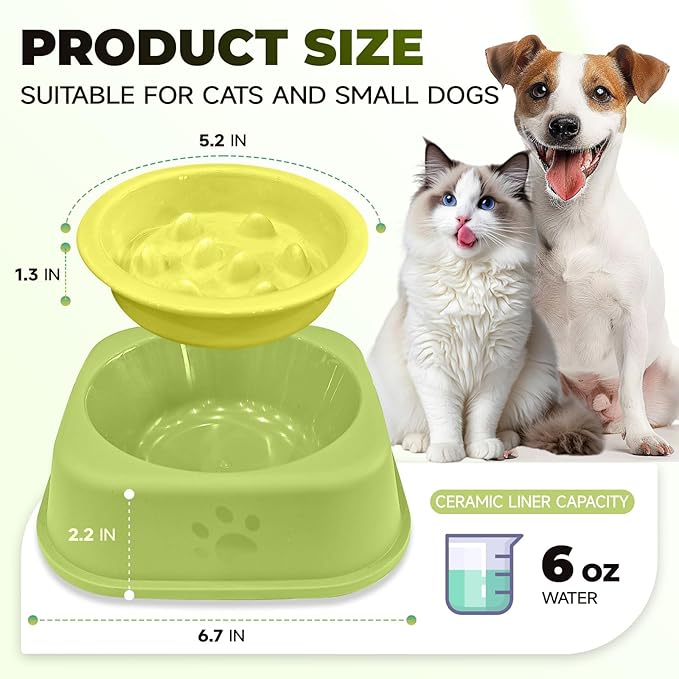 Slow Feeder Dog Bowls Ceramic Puppy Feeding Bowl for Small Dogs Cat Slow Feeder Bowl Protecting Cat and Dog Whiskers Preventing Choking with 2-in-1 Multifunctional Training Whistle