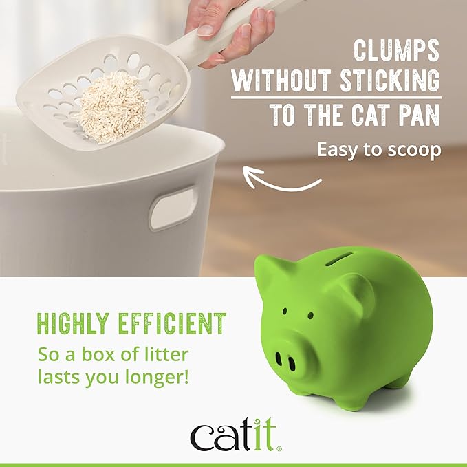 Catit Go Natural Pea Husk Clumping Cat Litter – Unscented, 12.3 lbs – Plant-Based, Eco-Friendly, Dust-Free & Flushable Cat Litter – Natural Clumping Formula, Low Tracking, Highly Absorbent
