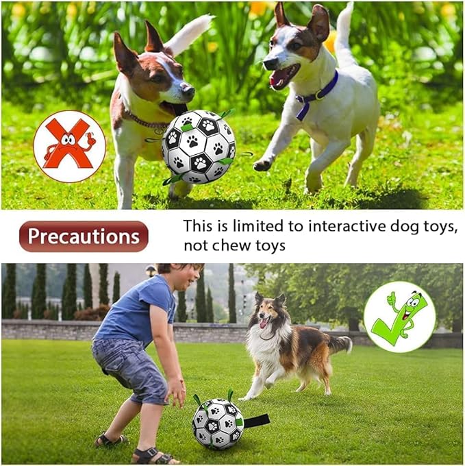 Dog Toys Soccer Ball, Interactive Dog Toys for Tug of War, Puppy Birthday Gifts, Tug Toy, Water Toy, World Cup Durable Balls for Medium & Large Dogs（8 INCH