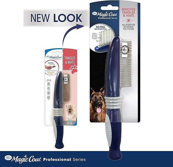 Magic Coat Four Paws Comb with Rotating Pins Dog Brush Removes Tangles and Mats