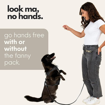 Hands Free Dog Leash with Treat Pouch – Waterproof Cross Body & Waist Leash for Dog Walking and Training with Poop Bag Holder - Cute Walking Accessories for Medium and Large