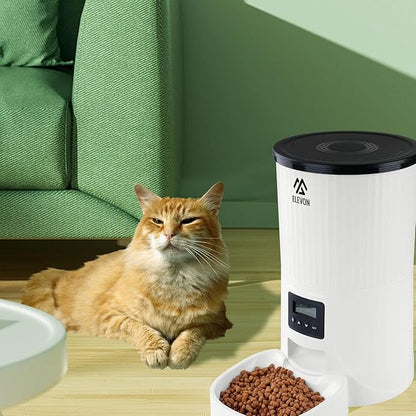 Elevon 4L Automatic Cat Feeder – Programmable Dog & Pet Food Dispenser with 10s Voice Recorder, Portion Control, Desiccant Bag, Auto Pet Feeder for Cats and Dogs