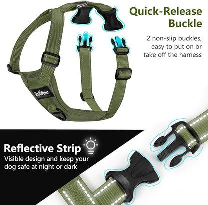 VavoPaw Dog Seat Belt Harness for Car, Dog Car Harness Adjustable Mesh Breathable & Dogs Seatbelt Safety Tether with Elastic Bungee for Small Medium Large Pets(Army Green, M)