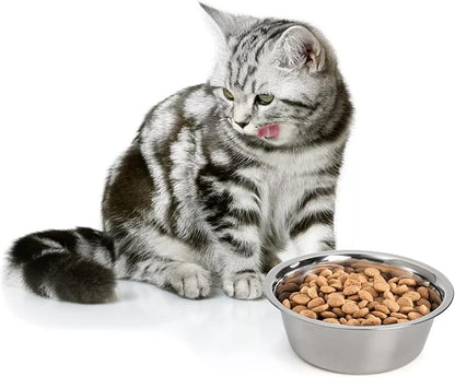 DEAYOU 4-Pack Stainless Steel Dog and Cat Bowl, Metal Food and Water Dish, 8.26" Basic Pet Feed Bowl for Large Medium Dog, 47 OZ Replacement Bowls for Elevated Stand, Dishwasher Safe