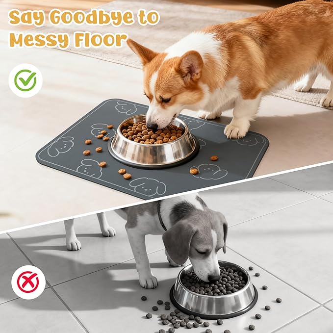 Dog Food Mat, Diatom Ooze Cat Water Mats Non Slip for Floors Waterproof and Water Absorption, Easy to Clean-Dog (12" H*15.5" L)