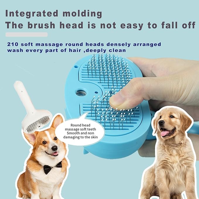 Cat Steam Brush Pet Spray Hair Removal Comb Steam Brush for Shedding & Grooming for Long & Short Haired Pets (2pcs Blue and white)