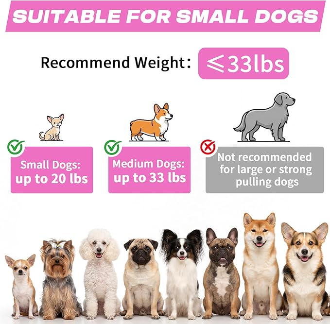 Retractable Dog Leash with USB Rechargeable Flashlight for Night Walks, 16FT Automatic Telescopic Tractor Dog Leash for Small and Medium Dogs, Pink