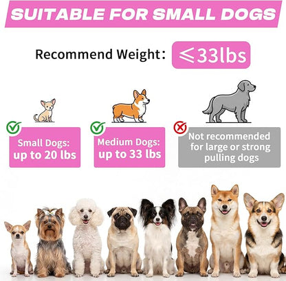 Retractable Dog Leash with USB Rechargeable Flashlight for Night Walks, 16FT Automatic Telescopic Tractor Dog Leash for Small and Medium Dogs, Pink