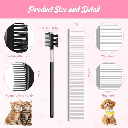 6-Pack Flea Comb for Dogs and Cats, Fine & Wide Tooth Stainless Steel Lice Comb, Tick Removal Tool, Tear Stain Remover, Dematting Brush - Professional Pet Grooming Kit for All Types of Pets
